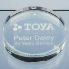 9cm x 18mm Clear Glass Round Paperweight  (24431)