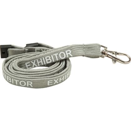 10mm Tubular Lanyard Pre-Printed: EXHIBITOR/STAFF/CONTRACTOR (UK Stock)