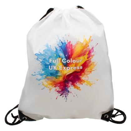 Nylon Drawstring Bag - White (UK Stock)