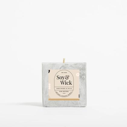 Aromatherapy Soy Candle In 6cm Concrete Pot - Marble