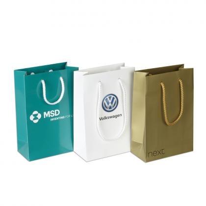 A5  Laminated Paper Carrier Bags With Rope Or Ribbon Handles