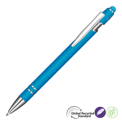 Astra-I Soft Feel GRS Recycled Metal Ballpoint Pen - Cyan