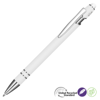 Astra-I Soft Feel GRS Recycled Metal Ballpoint Pen - White