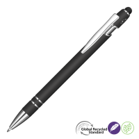 Astra-I Soft Feel GRS Recycled Metal Ballpoint Pen - Black