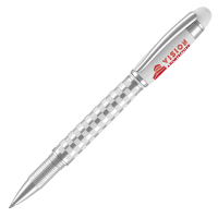 Chequers Metal Rollerball Pen - White - Silver