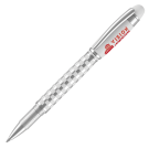 Chequers Metal Rollerball Pen - White - Silver