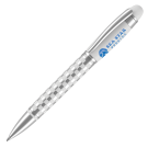 Chequers Metal Ballpoint Pen - White - Silver