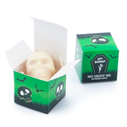 Halloween - Eco Mini Cube Box - White Chocolate Skulls - x1.