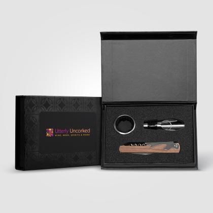 Essex Stainless Steel & FSC Wood Wine Accessory Gift Set - 3 Pcs