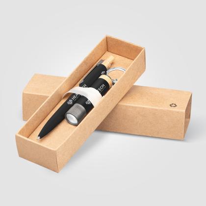 Reborn Recycled Aluminium Bamboo Accented Pen & Torch Gift Set
