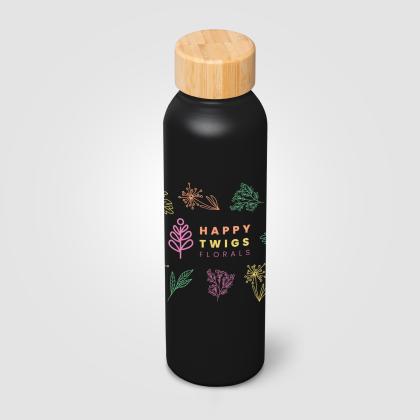 Eden Recycled Stainless Steel Bamboo Lid Water Bottle - 590 ml