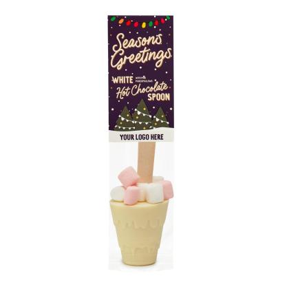 Winter Collection - Eco Info Card - Hot Choc Spoon - White Chocolate with Mini Marshmallows