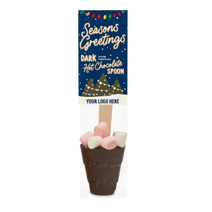 Winter Collection - Eco Info Card - Hot Choc Spoon - Dark Chocolate with Mini Marshmallows