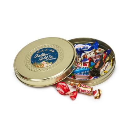 Winter Collection - Shallow Gold Treat Tin - Celebrations