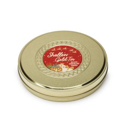 Winter Collection - Shallow Gold Treat Tin - Belgian Chocolate Cookies