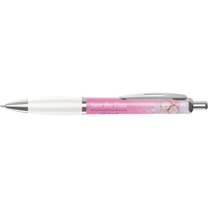 Contour Full Colour Wrap Ballpoint Pen - White