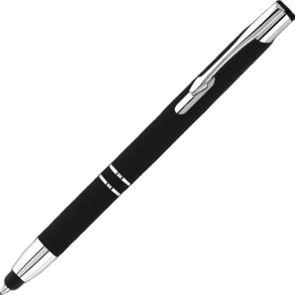 Electra Classic Soft Feel Metal Ballpoint Pen with Stylus - Black (Blue Ink)