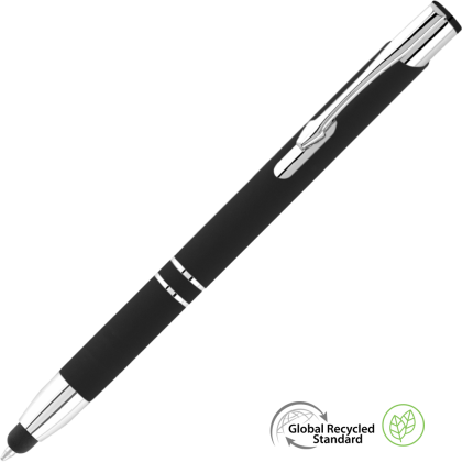 Electra Classic GRS Recycled Soft Feel Metal Ballpoint Pen with Stylus - Black