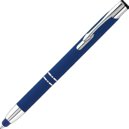 Electra Classic Soft Feel Metal Ballpoint Pen with Stylus - Blue (Blue Ink)
