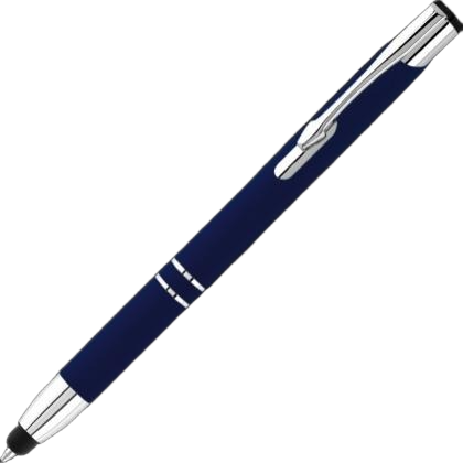 Electra Classic Soft Feel Metal Ballpoint Pen with Stylus - Dark Blue (Blue Ink)