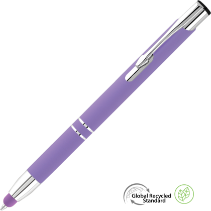 Electra Classic GRS Recycled Soft Feel Metal Ballpoint Pen with Stylus - Lilac