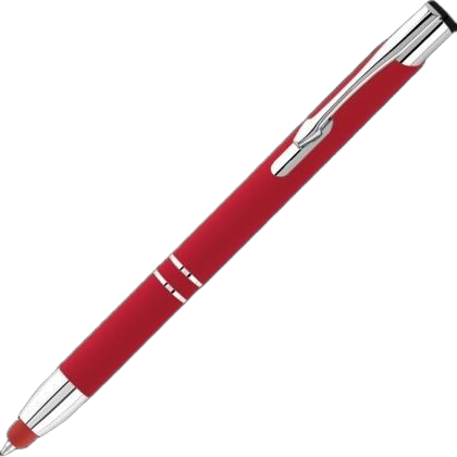 Electra Classic Soft Feel Metal Ballpoint Pen with Stylus - Red (Blue Ink)