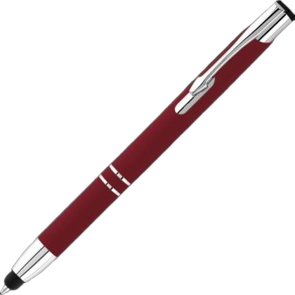 Electra Classic Soft Feel Metal Ballpoint Pen with Stylus - Burgundy