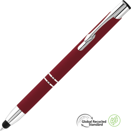 Electra Classic GRS Recycled Soft Feel Metal Ballpoint Pen with Stylus - Burgundy