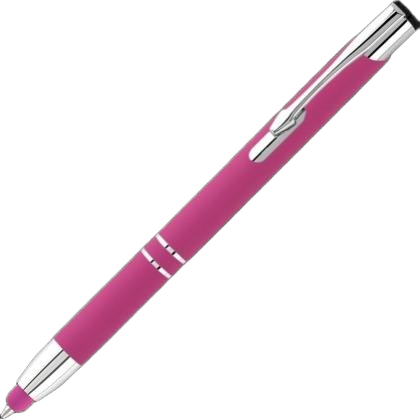Electra Classic Soft Feel Metal Ballpoint Pen with Stylus - Pink (Blue Ink)
