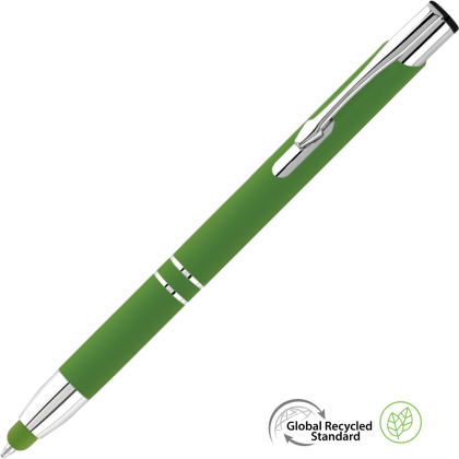 Electra Classic GRS Recycled Soft Feel Metal Ballpoint Pen with Stylus - Green