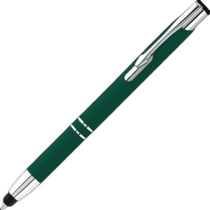 Electra Classic Soft Feel Metal Ballpoint Pen with Stylus - Dark Green (Blue Ink)