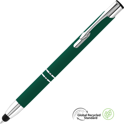 Electra Classic GRS Recycled Soft Feel Metal Ballpoint Pen with Stylus - Dark Green