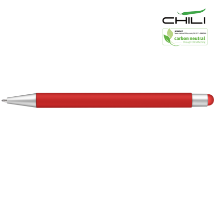 Recycled Par-i Soft Feel Stylus Ballpoint Pen by Chili - Red - Silver