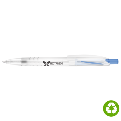 Re-PET Recycled Plastic Ballpoint Pen - Transparent Blue