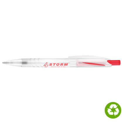 Re-PET Recycled Plastic Ballpoint Pen - Transparent Red