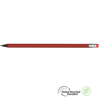 Supersaver GRS Recycled Pencil with Eraser - Red - Black with Eraser