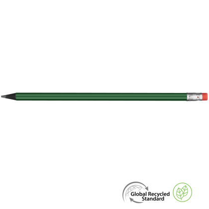 Supersaver GRS Recycled Pencil with Eraser - Green - Black with Eraser