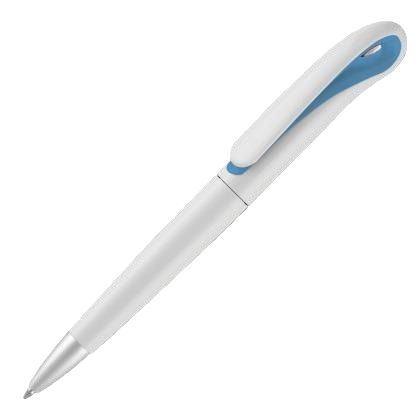 Swan Ballpoint Pen - White - Light Blue
