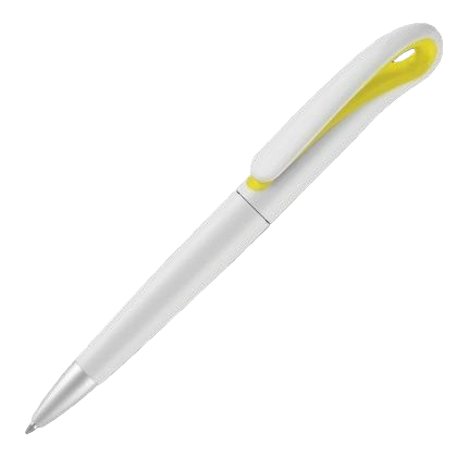 Swan Ballpoint Pen - White - Yellow