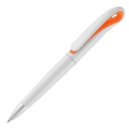 Swan Ballpoint Pen - White - Orange