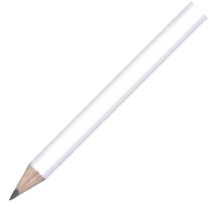 Mini Wooden Pencil with No Eraser - White
