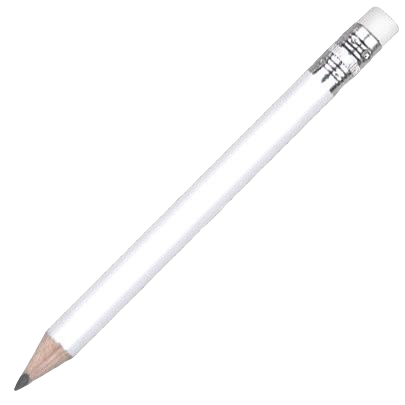 Mini Wooden Pencil with Eraser - White