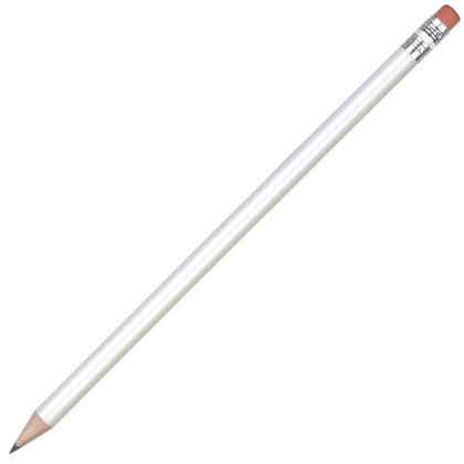 Standard Wooden Pencil with Pink Eraser - White