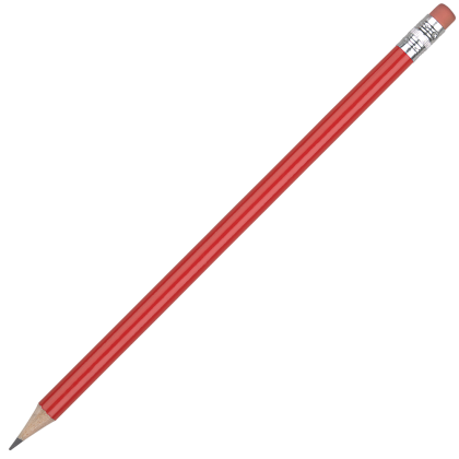 Standard Wooden Pencil with Pink Eraser - Red