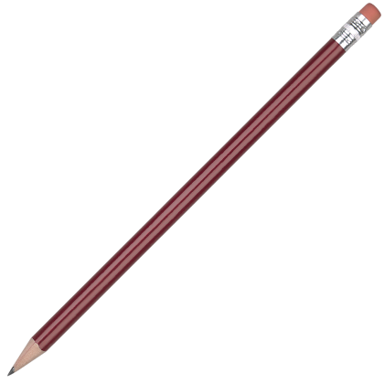 Standard Wooden Pencil with Pink Eraser - Burgundy Unsharpened
