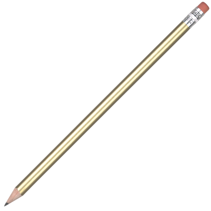 Standard Wooden Pencil with Pink Eraser - Gold Unsharpened