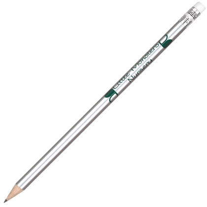 Wooden Argente Pencil with White Eraser - Silver