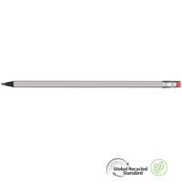 Supersaver GRS Recycled Pencil with Eraser - Silver - Black with Eraser