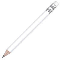 Mini Wooden Pencil with Eraser - White