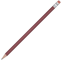 Standard Wooden Pencil with Pink Eraser - Burgundy Unsharpened